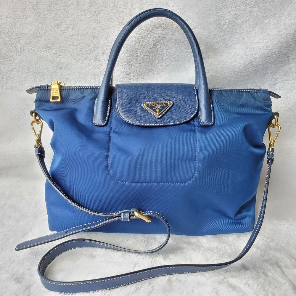Prada Tessuto Nylon and Safiano Tote Bag